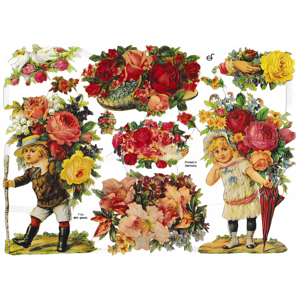 Die Cut Paper Scraps Victorian Flowers 30 Meissa print