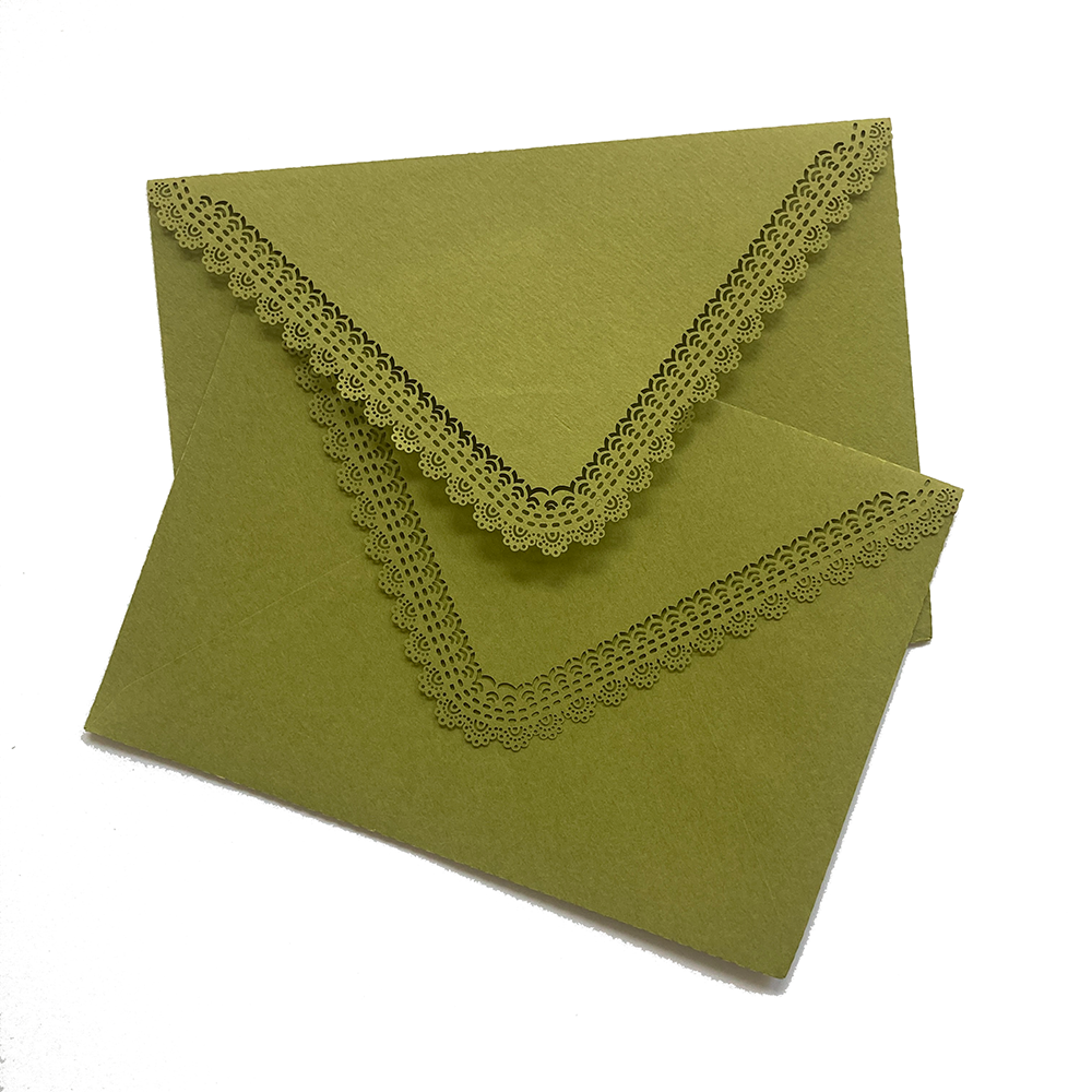 Lace Envelopes Set of 2 Green Meissa print